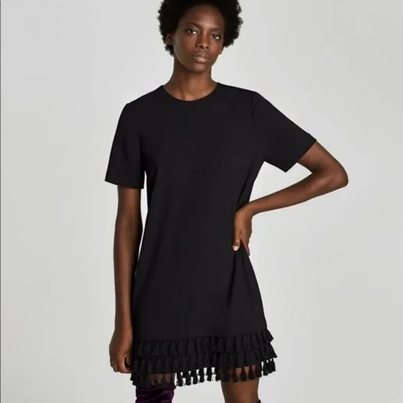 Zara black tassel dress outlet